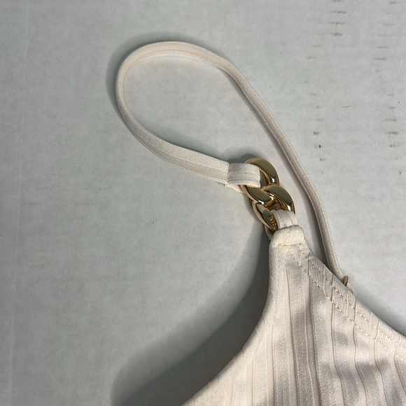MICHAEL MICHAEL KORS RIBBED CREAM/BEIGE BIKINI MEDIUM - Picture 3 of 16